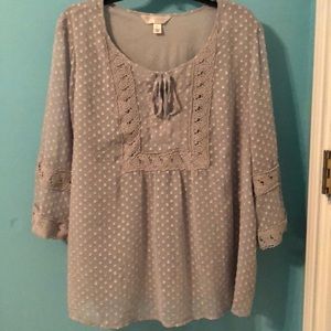 Gray long sleeve blouse.